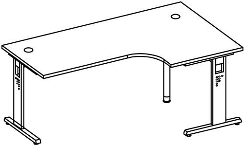 Schreibtisch Bela H650-850xB2000xT1200mm Ahorndekor Winkelf.R/L C-Fuß || VE = 1 ST