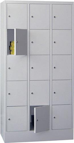 Fächerschrank H1850xB900xT500mm Anz.Fächer 3x5 RAL 7035 RAL 7035 PAVOY || VE = 1 ST