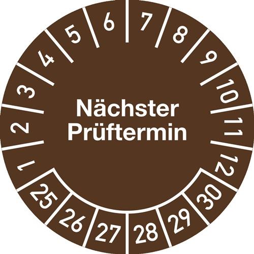 Mehrjahresprüfplakette D.30mm Nächster Prüftermin 2025-2030 Folie Btl.a 100 St. || VE = 1 BT