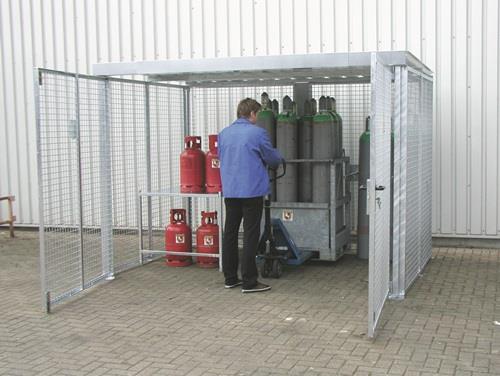 Gasflaschencontainer B3100xT2100xH2100mm o.Dach m.Doppelflügeltür BAUER || VE = 1 ST