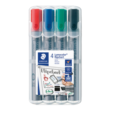 STAEDTLER Flipchartmarker Lumocolor 356 B WP4 2-5mm sort. 4 St./Pack.