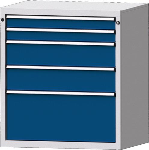 Schubladenschrank H1000xB910xT675mm lichtgrau/enzianblau 5 Schubl.PROMAT || VE = 1 ST