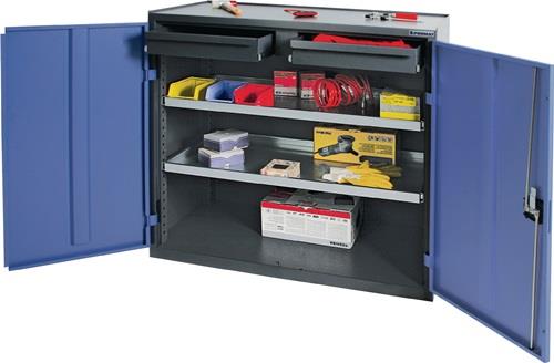 Werkzeug-/Beistellschrank H1000xB1000xT500mm 2 Schubl.,2 BD grau/blau NCS PROMAT || VE = 1 ST