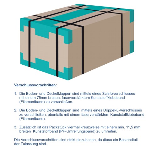 Gefahrgut-Karton 2-wellig, 275x195x300mm, Inhalt 16l, 4fach Zulass.:(4GV):IATA(Luft) / Inhalt à VE = 10