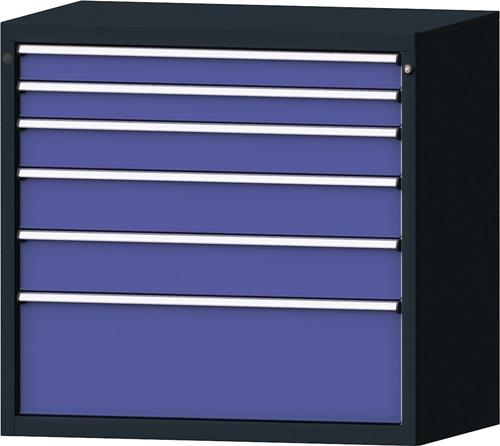 Schubladenschrank H1000xB1060xT675mm grau/taubenblau NCS 6Schubl.Vollausz.PROMAT || VE = 1 ST