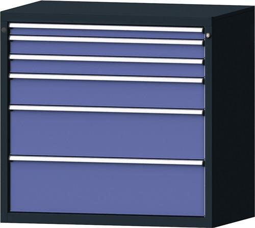 Schubladenschrank H1000xB1060xT675mm anthrazitgrau/taubenblau NCS 6Schubl.PROMAT || VE = 1 ST