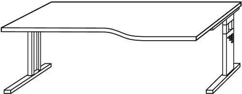 Schreibtisch Bela H650-850xB1800xT1000mm Ahorndekor ger.Form C-Fuß || VE = 1 ST