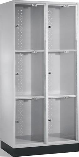 Fächerschrank H1750xB820xT500mm m.Sockel Anz.Fächer 2x3 lichtgrau/lichtgrau || VE = 1 ST