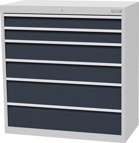 Schubladenschrank H1019xB980xT500mm lichtgrau/grau 6 Schubl.Vollauszug || VE = 1 ST