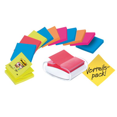 Post-it Haftnotizspender PRO-W12N ws +12xSuper Sticky Z-Notes sort.