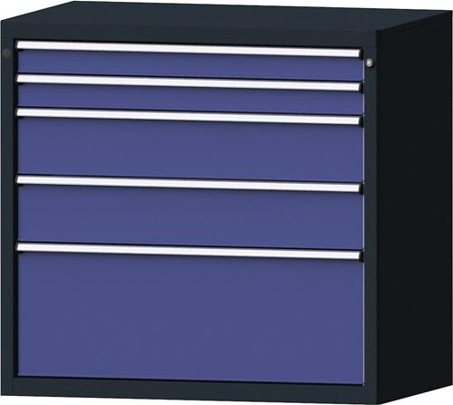 Schubladenschrank H1000xB1060xT675mm anthrazitgrau/taubenblau NCS 5Schubl.PROMAT || VE = 1 ST