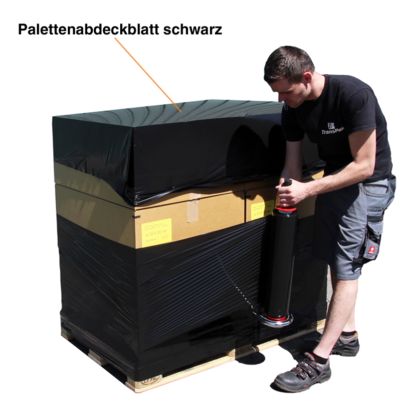 Paletten-Abdeckblatt, 1500x1800mm, 30µ,, schwarz, 200 Stück perforiert auf Rolle