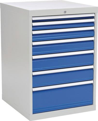 Schubladenschrank H1019xB705xT736mm lichtgrau/signalblau 7 Schubl.Vollauszug || VE = 1 ST