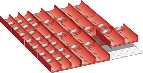 Unterteilungsmaterial Front-H.50mm 12 Muldenteiler 30 Trennw.f.Schrank-B.459mm || VE = 1 ST