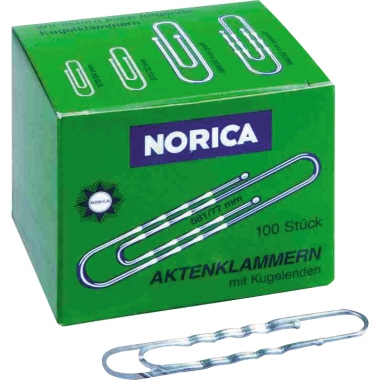 NORICA Büroklammer 2262 77mm gewellt silber 100 St./Pack.