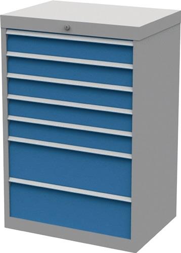 Schubladenschrank H1019xB680xT500mm lichtgrau/lichtblau 7 Schubl.Vollauszug || VE = 1 ST