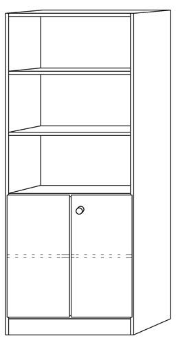 Schrank H2004xB800xT420mm Buche 2 Türen H.1270mm Knaufgriff || VE = 1 ST