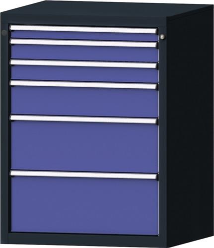 Schubladenschrank H1000xB760xT675mm anthrazitgrau/taubenblau NCS 6 Schubl.PROMAT || VE = 1 ST