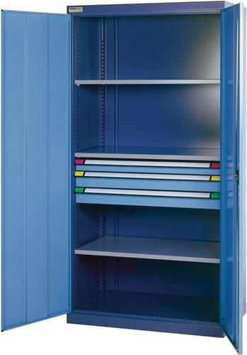 Schwerlastschrank H1950xB1100xT620mm lichtgrau/lichtblau 3 Fbd.1x75,2x100mm || VE = 1 ST