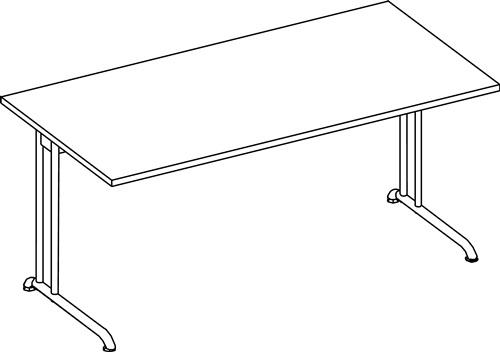 Schreibtisch Pro-B H720xB1600xT800mm Ahorndekor ger.Form Kufe || VE = 1 ST