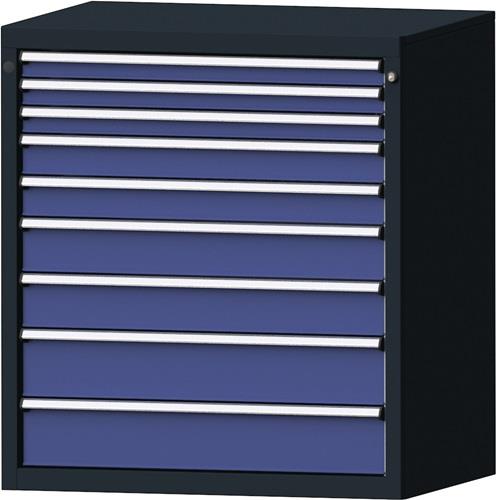 Schubladenschrank H1000xB910xT675mm anthrazitgrau/taubenblau NCS 9 Schubl.PROMAT || VE = 1 ST