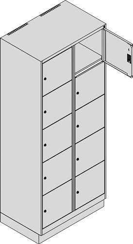 Fächerschrank Classic PLUS H1950xB800xT500mm m.Sockel Anz.Fächer 2x5 Farbwahl || VE = 1 ST