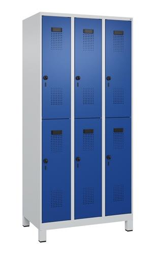 Garderobenschrank Evolo PLUS Füße 900mm lichtgrau/enzianblau 6 Abt.C+P || VE = 1 ST