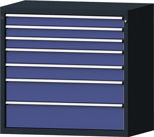 Schubladenschrank H1000xB1060xT675mm grau/taubenblau NCS 7 Schubl.Vollauszug || VE = 1 ST