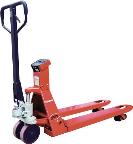 Gabelhubwagen Gabel-L.1150mm Trgf.2500kg STA orange PU Wiegesystem 0,5kg SCHEFER || VE = 1 ST