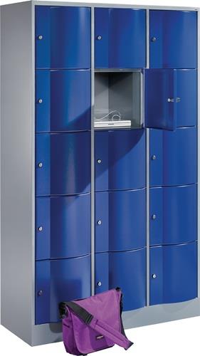 Fächerschrank Stahlbl.lichtgrau/enzianblau H1950xB1150xT540mm 3x5 Abt. || VE = 1 ST